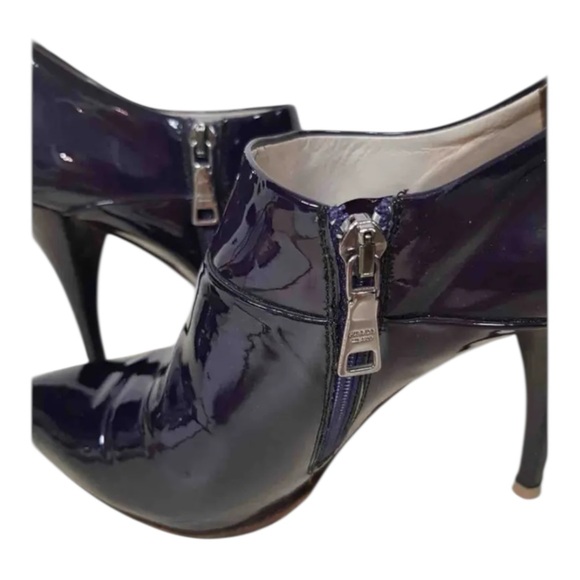Prada Deep Violet Patent Leather Pointed-Toe Ankle Bootie, US 8/39 - Picture 9 of 15